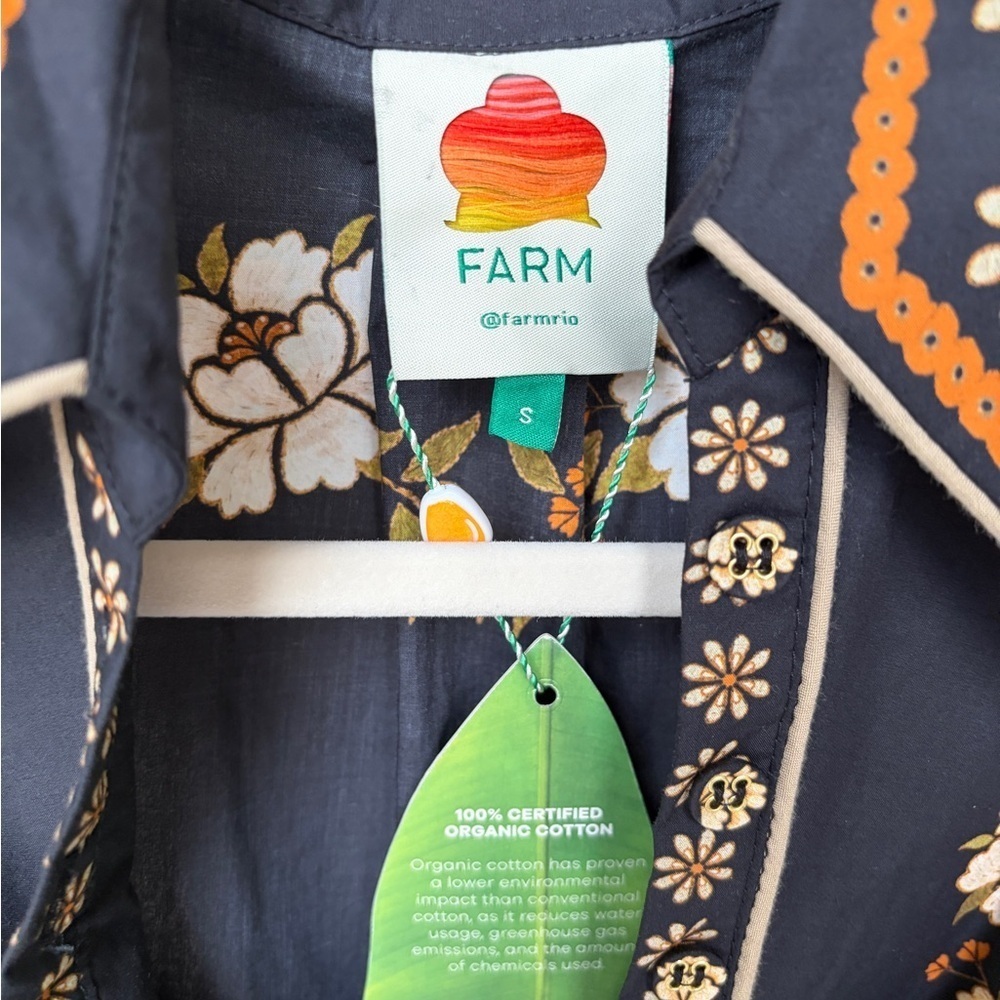 Farm Rio: Black Bold Flowers Organic Cotton Midi Dress - Picture 9 of 12